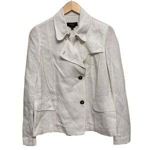 Talbots Womens Blazer 100% Irish‎ Linen White Jacket Double Breasted Lightweight
